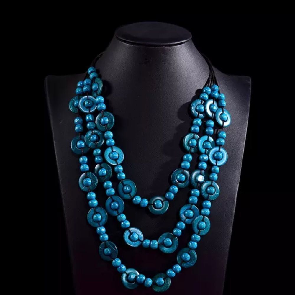 ‎BOHEMIAN HANDMADE WOODEN NECKLACE